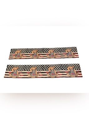 Two Americana Tapestry Table Runners Cottage Patriotic Country Farmhouse Design